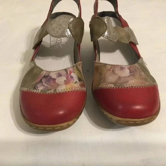 Rieker  Women's Shoes, Sling Pumps red & mettalic size 37 - Picture 6 of 11